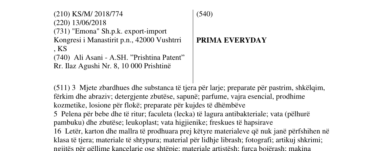 Zëri i markës PRIMA EVERYDAY në buletin