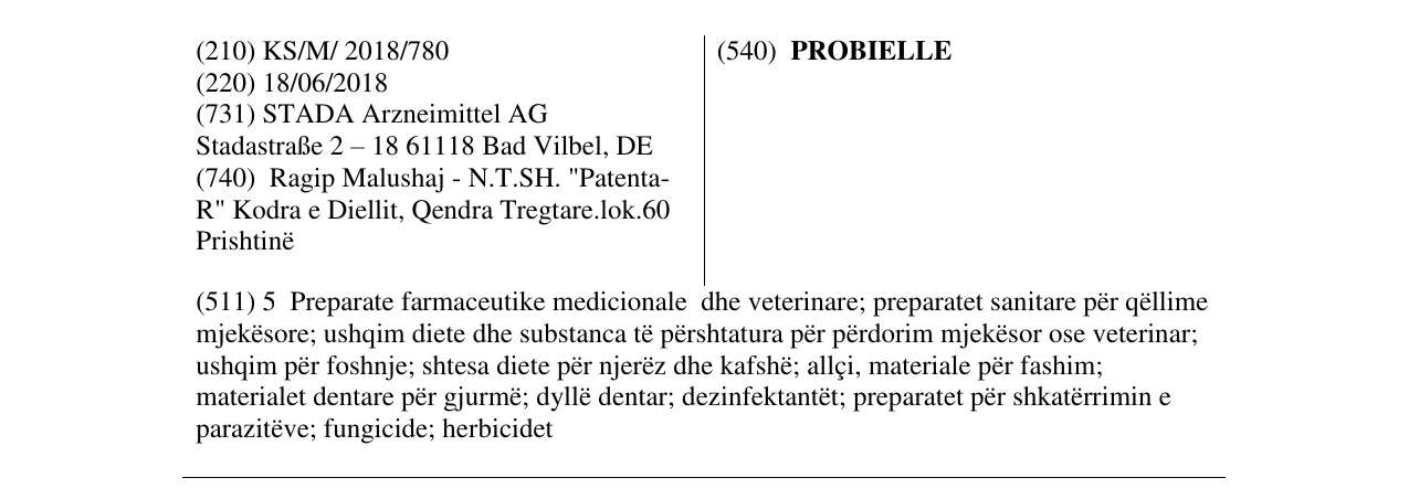 Zëri i markës PROBIELLE në buletin