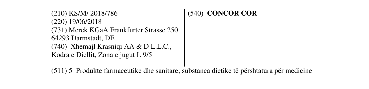 Zëri i markës CONCOR COR në buletin
