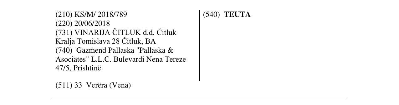 Zëri i markës TEUTA në buletin