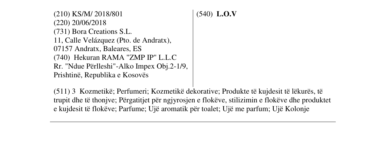 Zëri i markës L.O.V në buletin