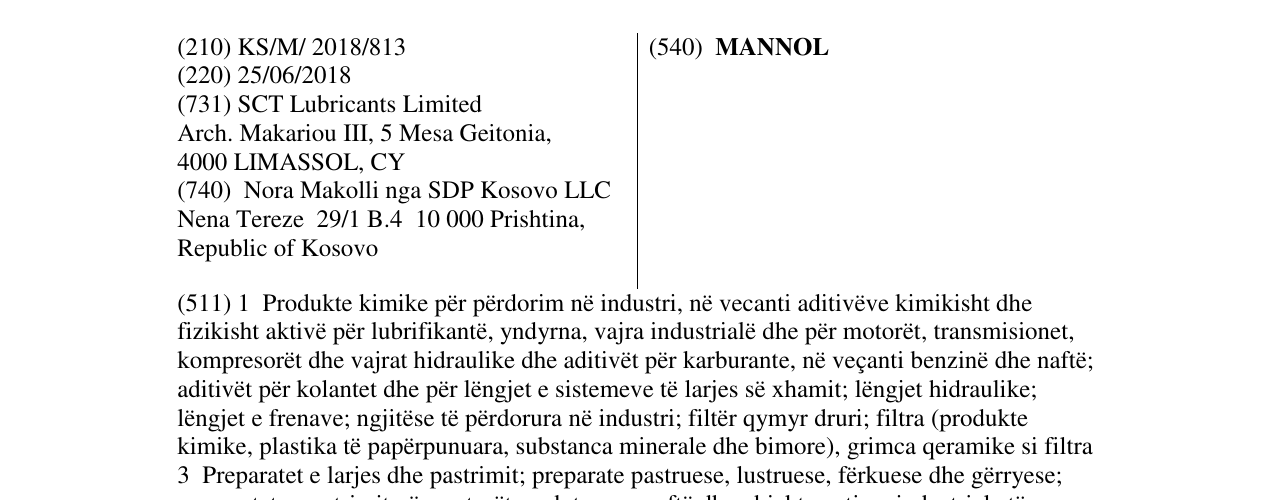 Zëri i markës MANNOL në buletin