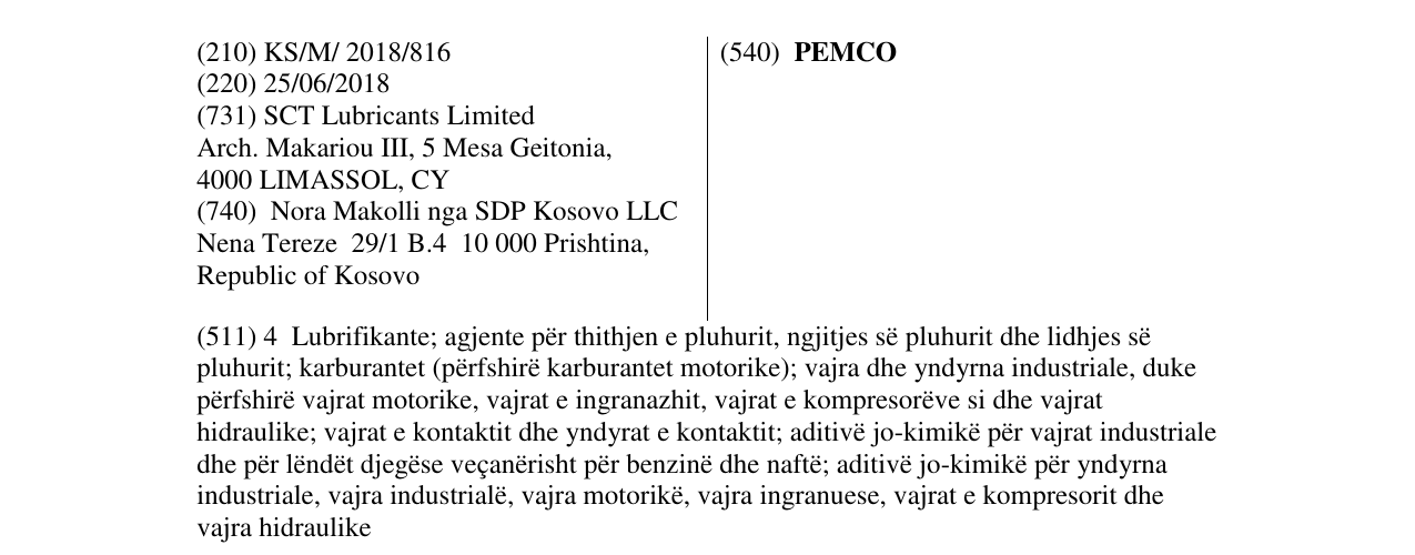 Zëri i markës PEMCO në buletin