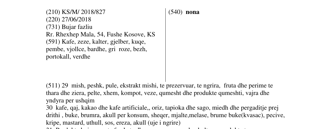Zëri i markës nona në buletin