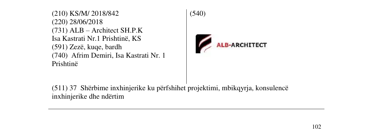 Zëri i markës ALB-ARCHITECT në buletin