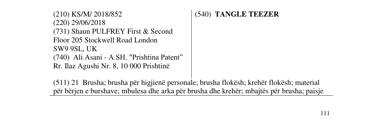 Zëri i markës TANGLE TEEZER në buletin