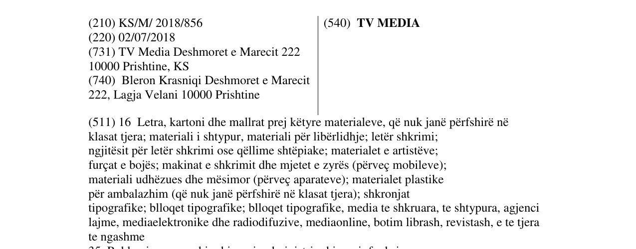 Zëri i markës TV MEDIA në buletin