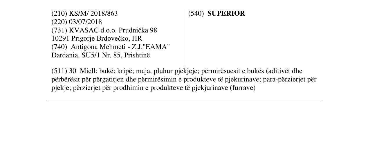 Zëri i markës SUPERIOR në buletin