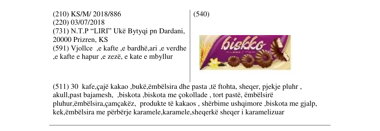 Zëri i markës biskko në buletin