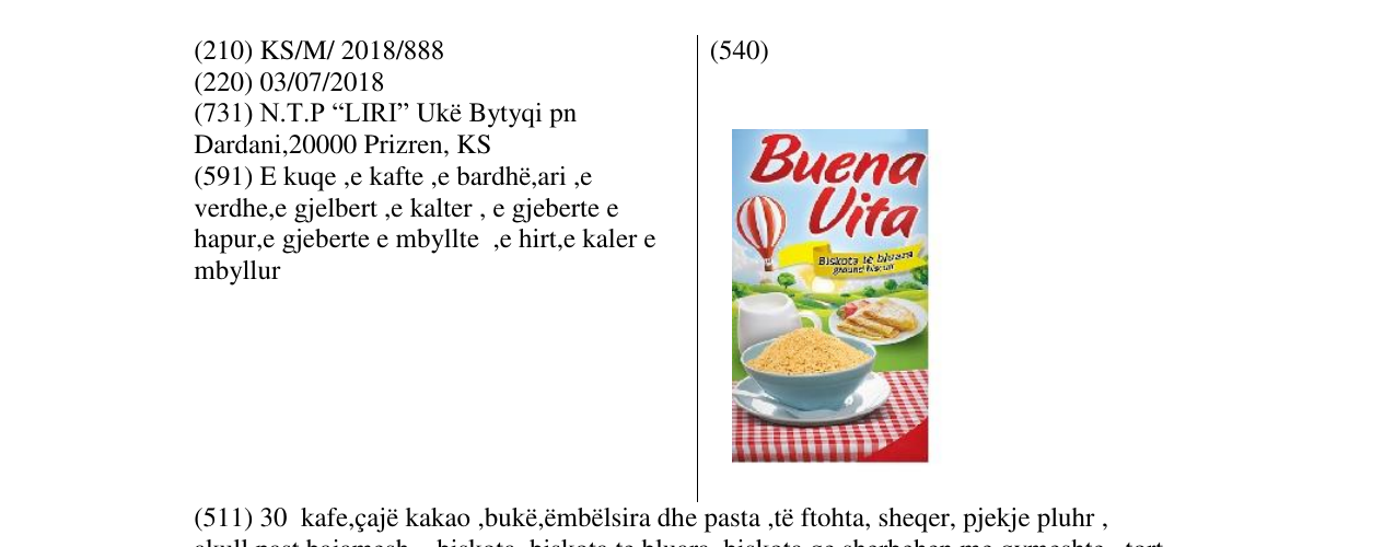 Zëri i markës Buena Vita në buletin
