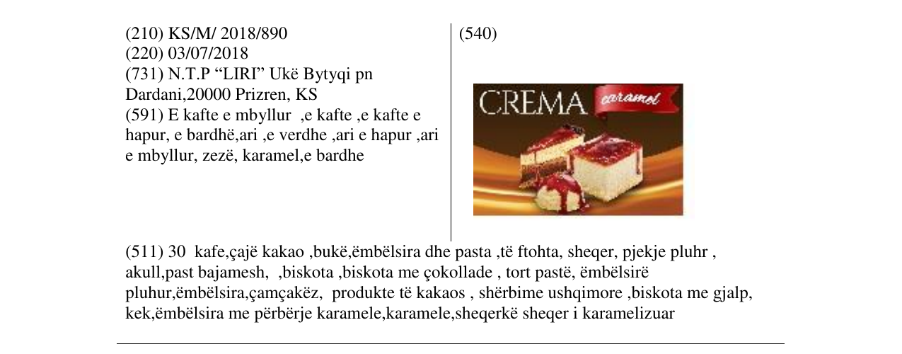 Zëri i markës CREMA në buletin