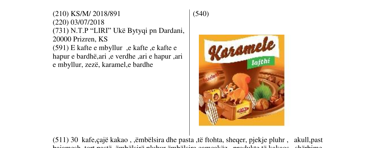 Zëri i markës Kramele në buletin