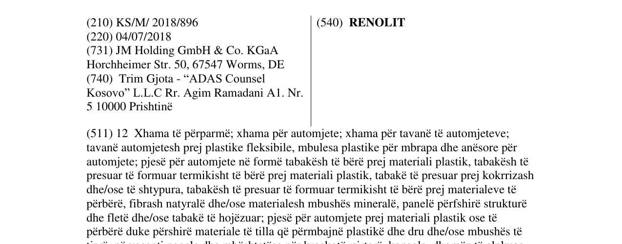 Zëri i markës RENOLIT në buletin