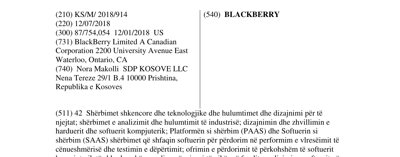 Zëri i markës BLACKBERRY në buletin
