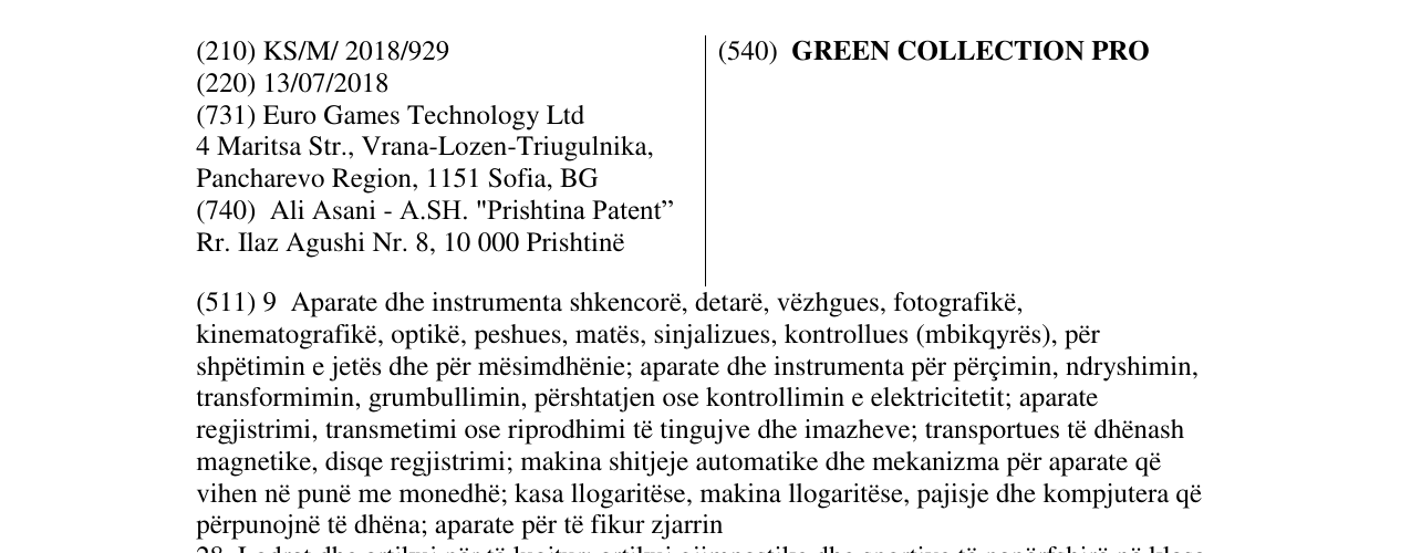 Zëri i markës GREEN COLLECTION PRO në buletin