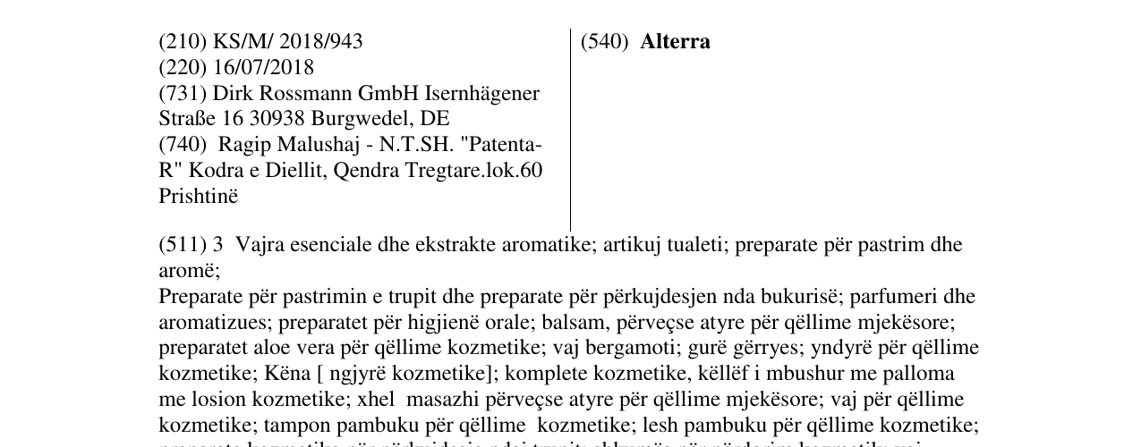 Zëri i markës Alterra në buletin