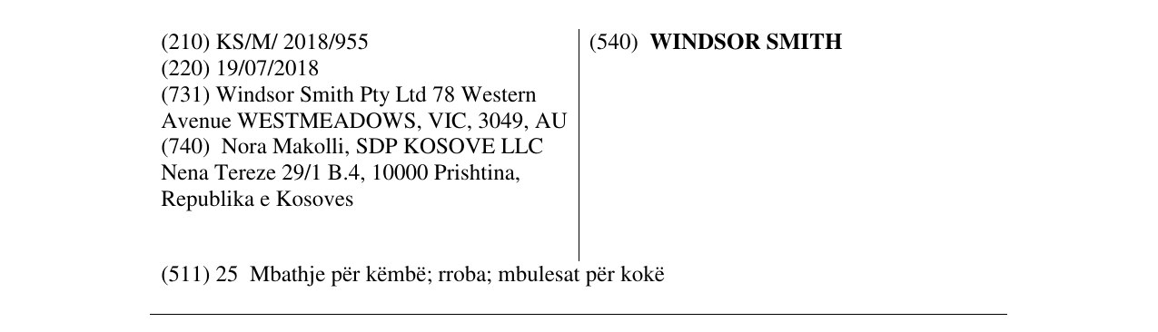 Zëri i markës WINDSOR SMITH në buletin