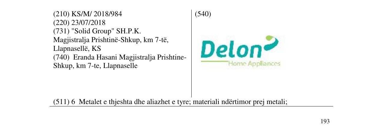 Zëri i markës Delon në buletin