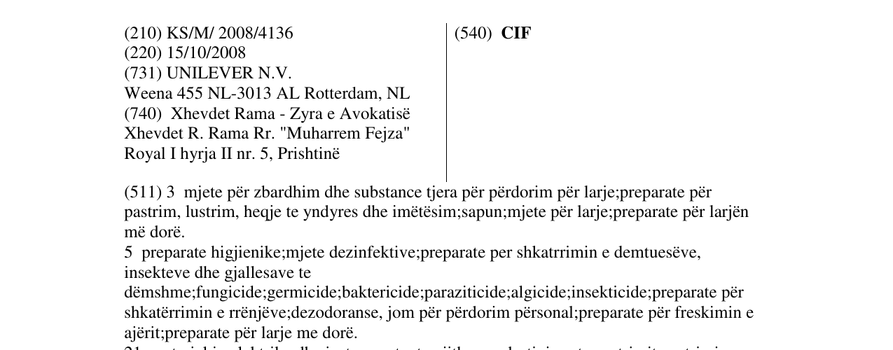 Zëri i markës CIF në buletin