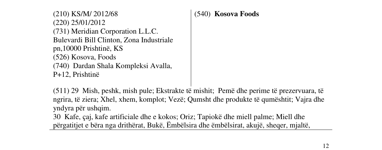Zëri i markës Kosova Foods në buletin