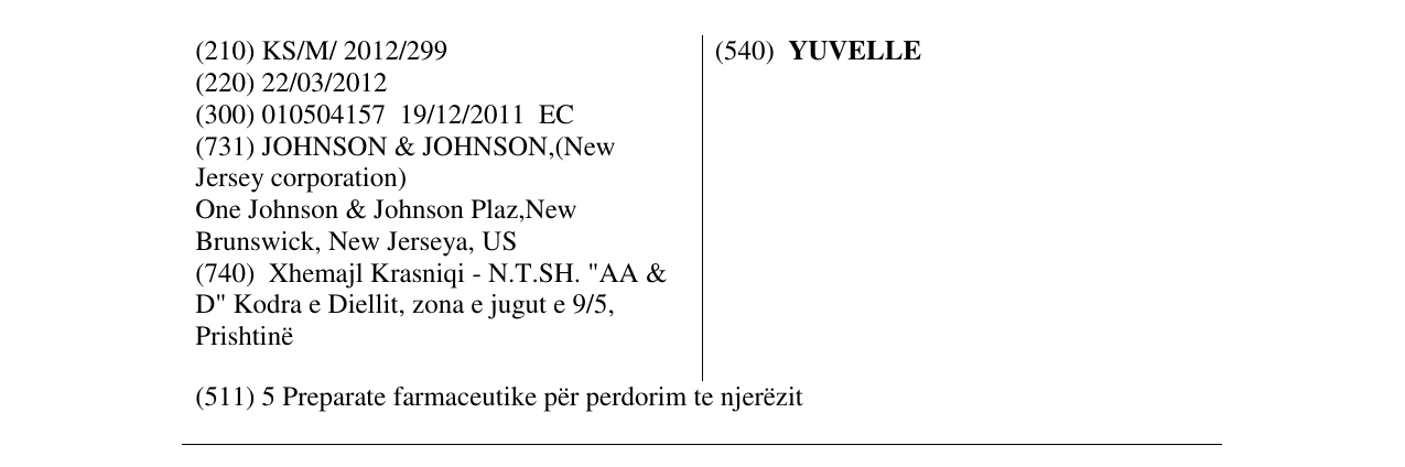 Zëri i markës YUVELLE në buletin