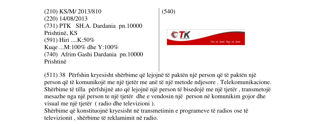 Zëri i markës TK në buletin