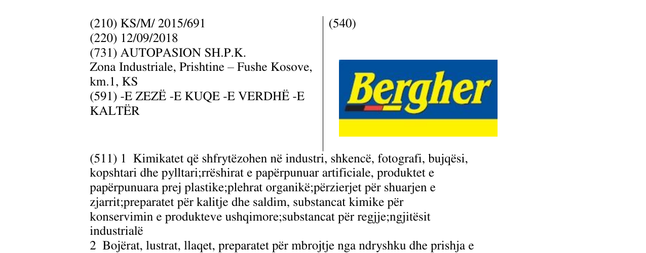 Zëri i markës Bergher në buletin