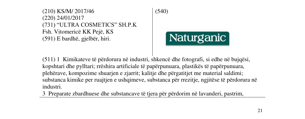Zëri i markës Naturganic në buletin