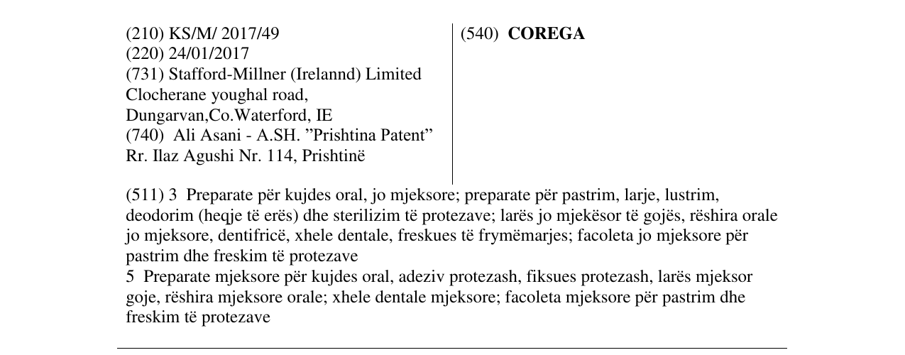 Zëri i markës COREGA në buletin