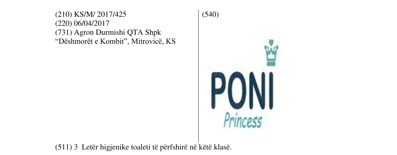 Zëri i markës PONI Princess në buletin