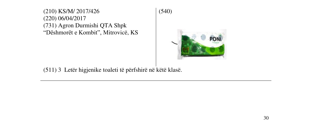 Zëri i markës PONI në buletin