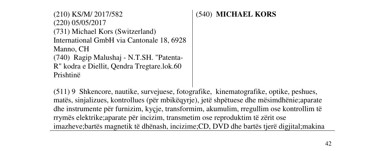 Zëri i markës MICHAEL KORS në buletin