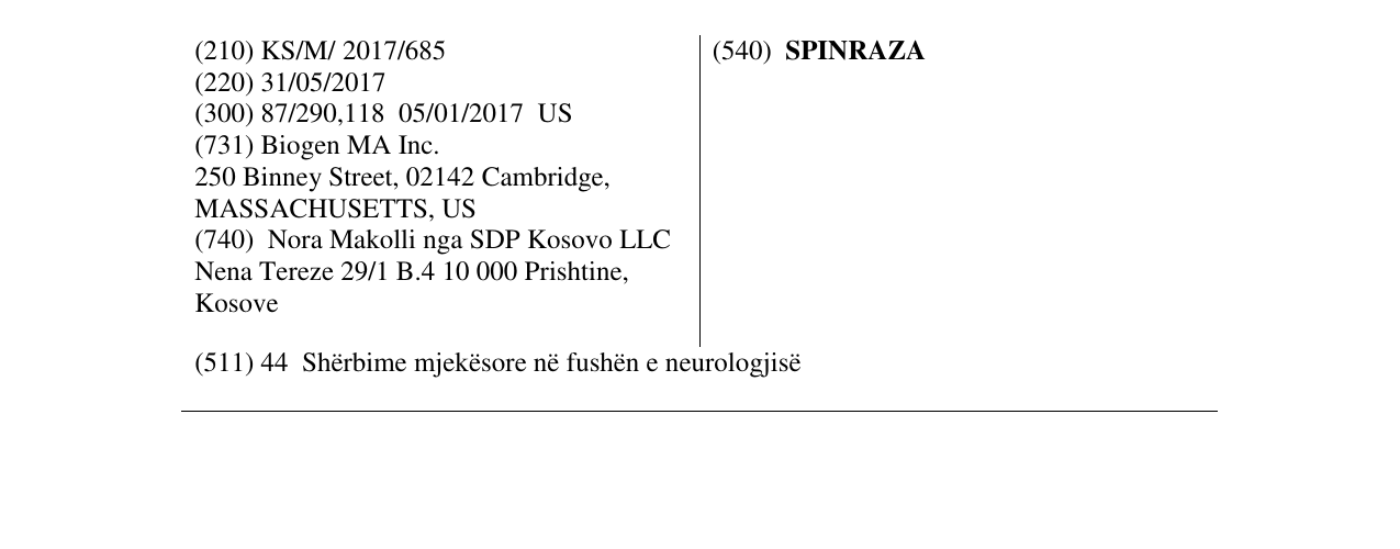 Zëri i markës SPINRAZA në buletin