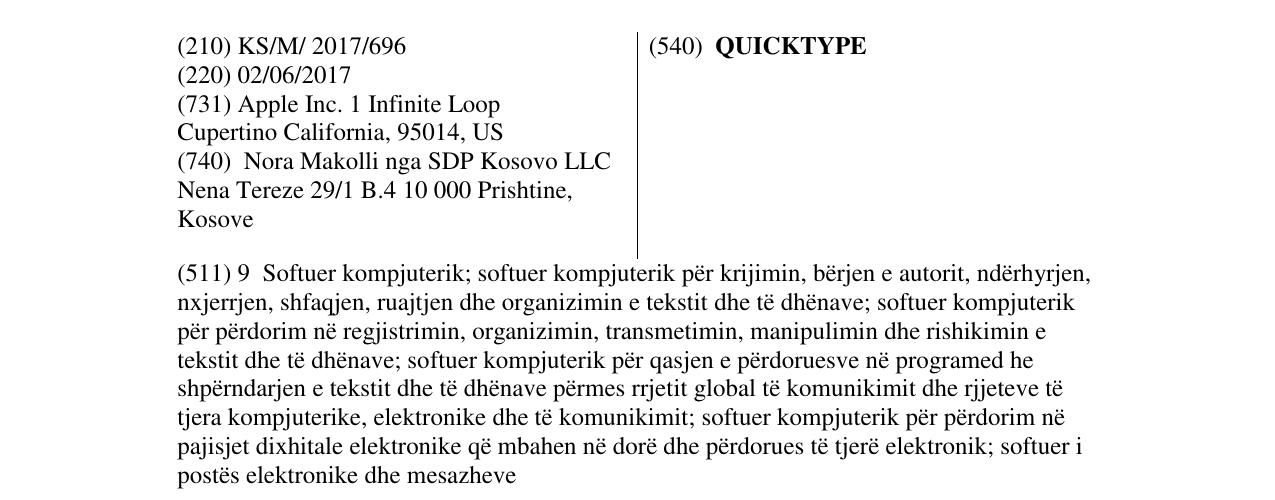 Zëri i markës QUICKTYPE në buletin