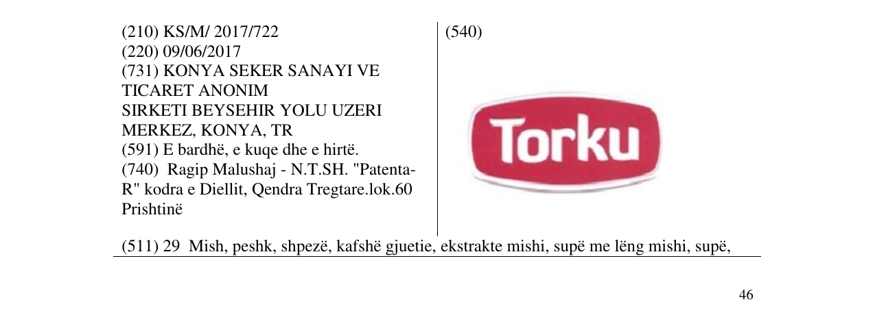 Zëri i markës Torku në buletin