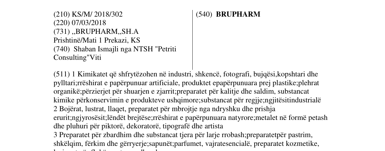 Zëri i markës BRUPHARM në buletin