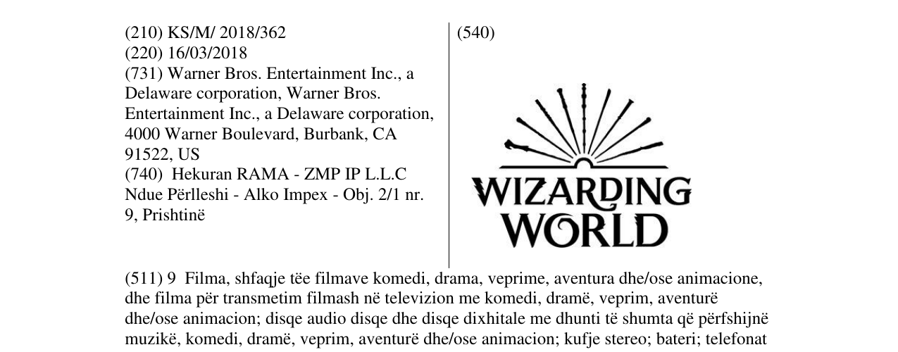 Zëri i markës WIZARDING WORLD në buletin