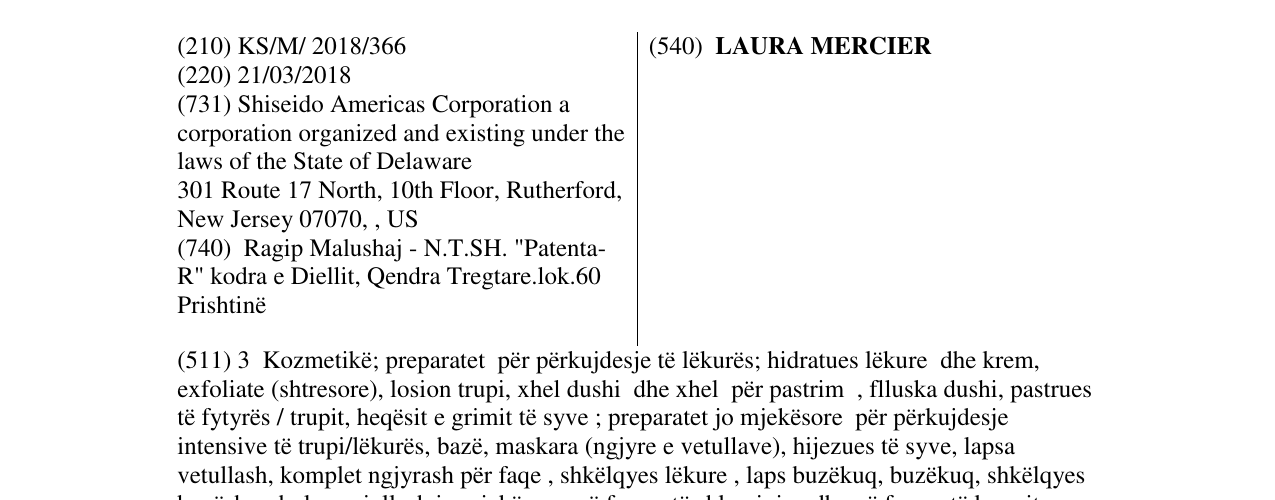 Zëri i markës LAURA MERCIER në buletin
