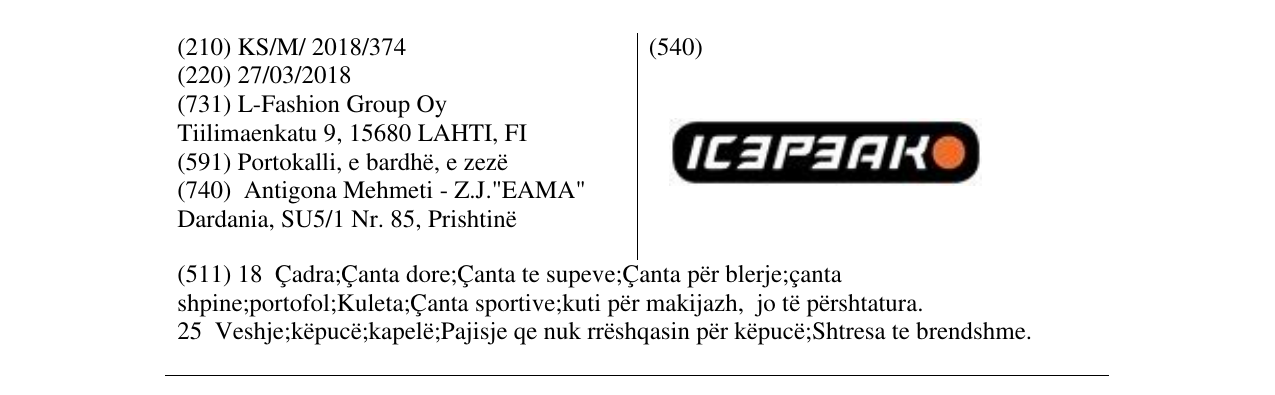 Zëri i markës ICEPEAK në buletin