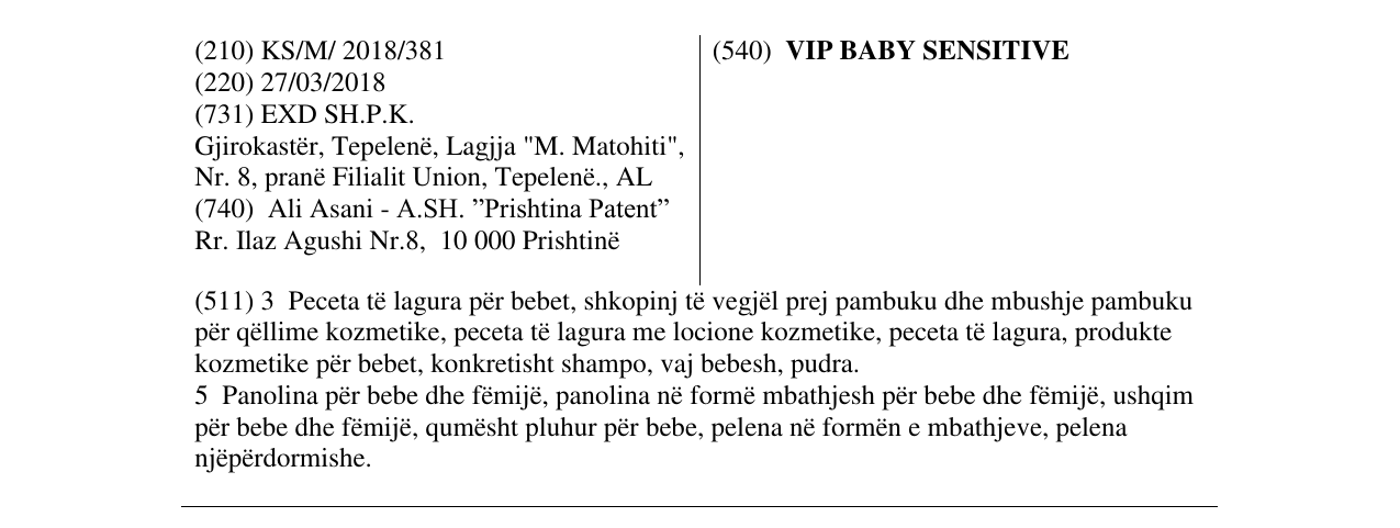 Zëri i markës VIP BABY SENSITIVE në buletin