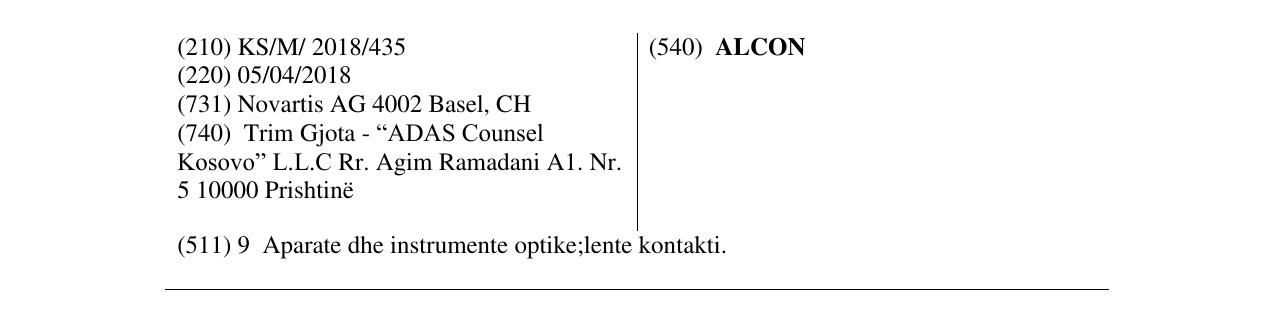 Zëri i markës ALCON në buletin