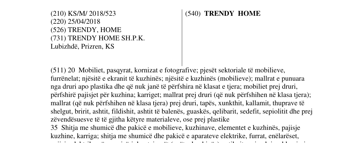 Zëri i markës TRENDY HOME në buletin