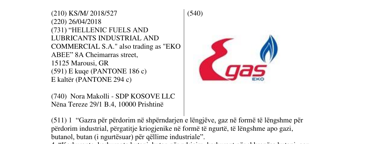 Zëri i markës gas në buletin