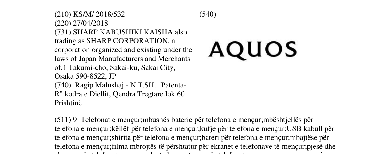 Zëri i markës AQUOS në buletin