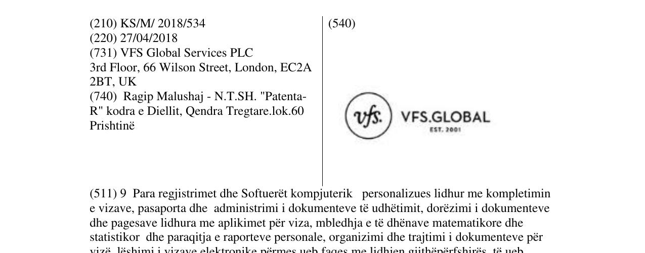 Zëri i markës VFS.GLOBAL në buletin