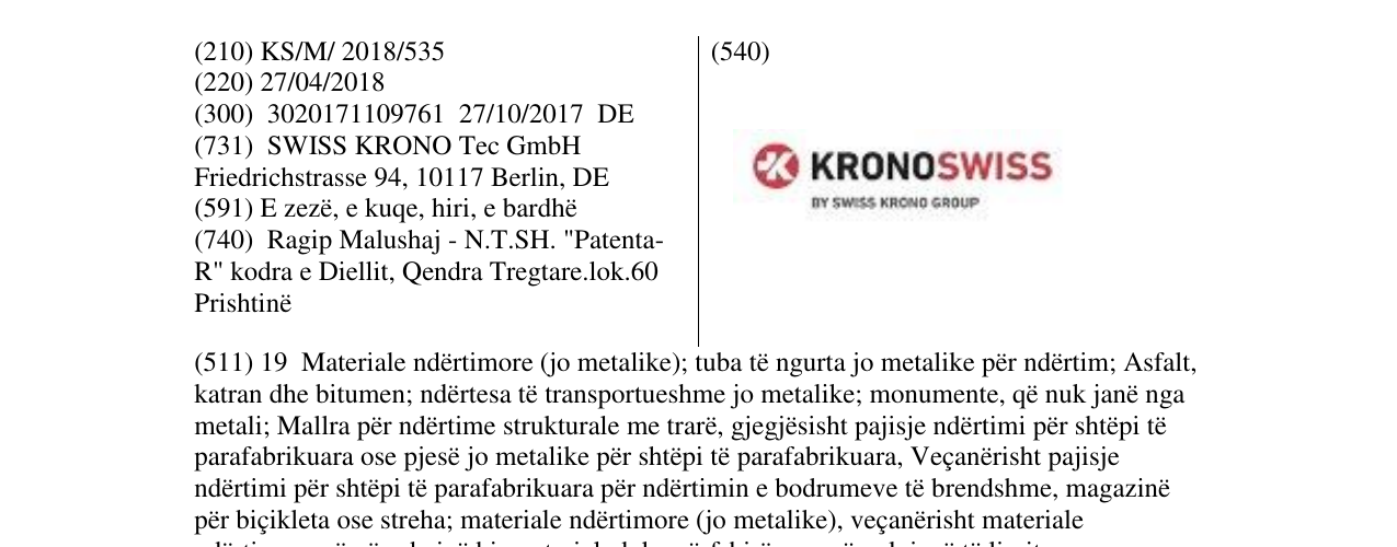 Zëri i markës KRONOSWISS në buletin
