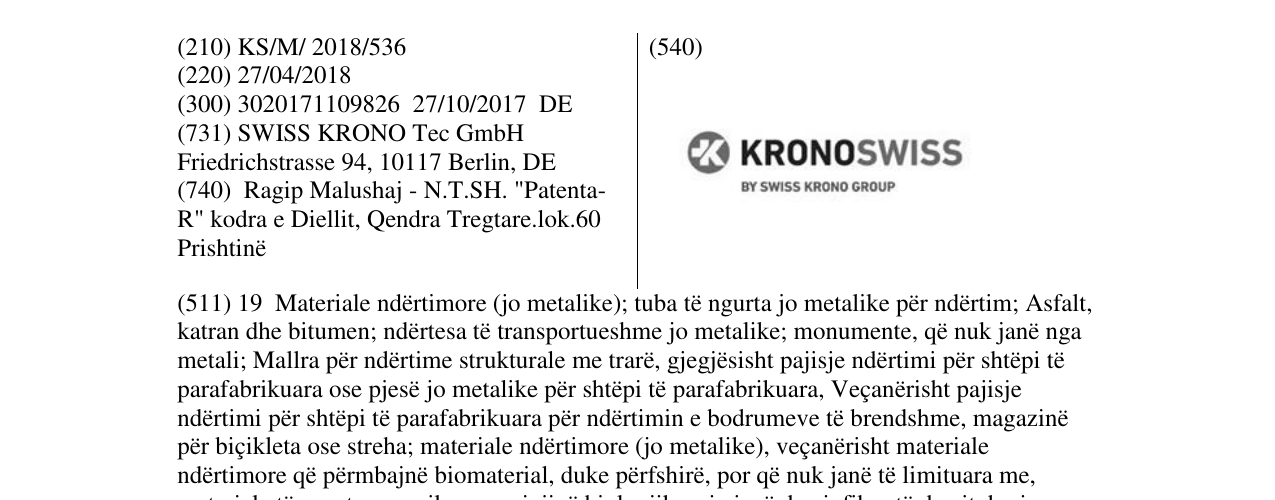 Zëri i markës KRONOSWISS në buletin