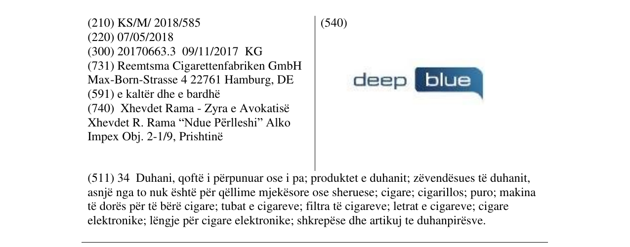 Zëri i markës deep blue në buletin