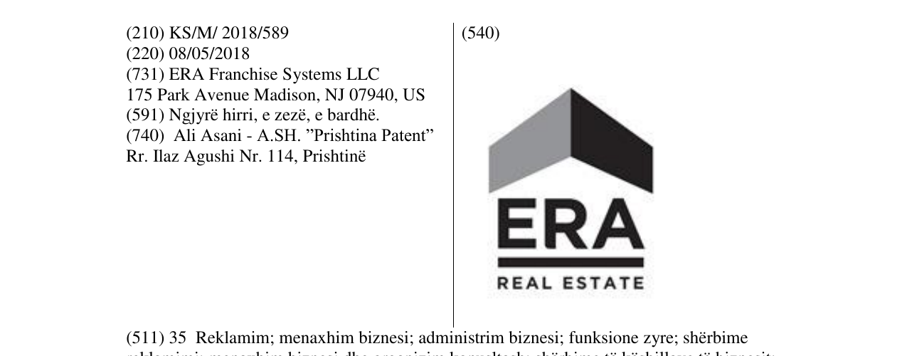 Zëri i markës ERA REAL ESTATE në buletin