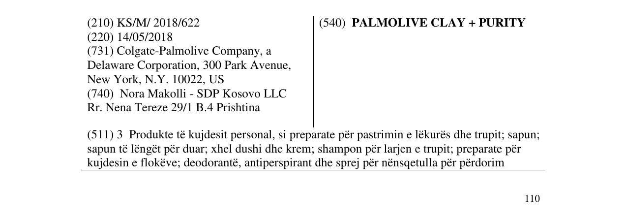 Zëri i markës PALMOLIVE CLAY + PURITY në buletin